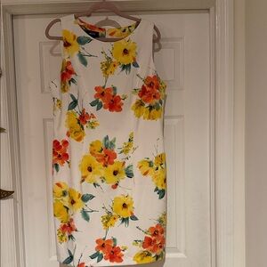 Alyx White Midi Dress with Yellow & Orange Floral Print